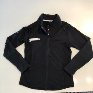 Adidas Golf Pure Motion Long Sleeve Zip-Up + Snap Closure Jacket in Black Sz M